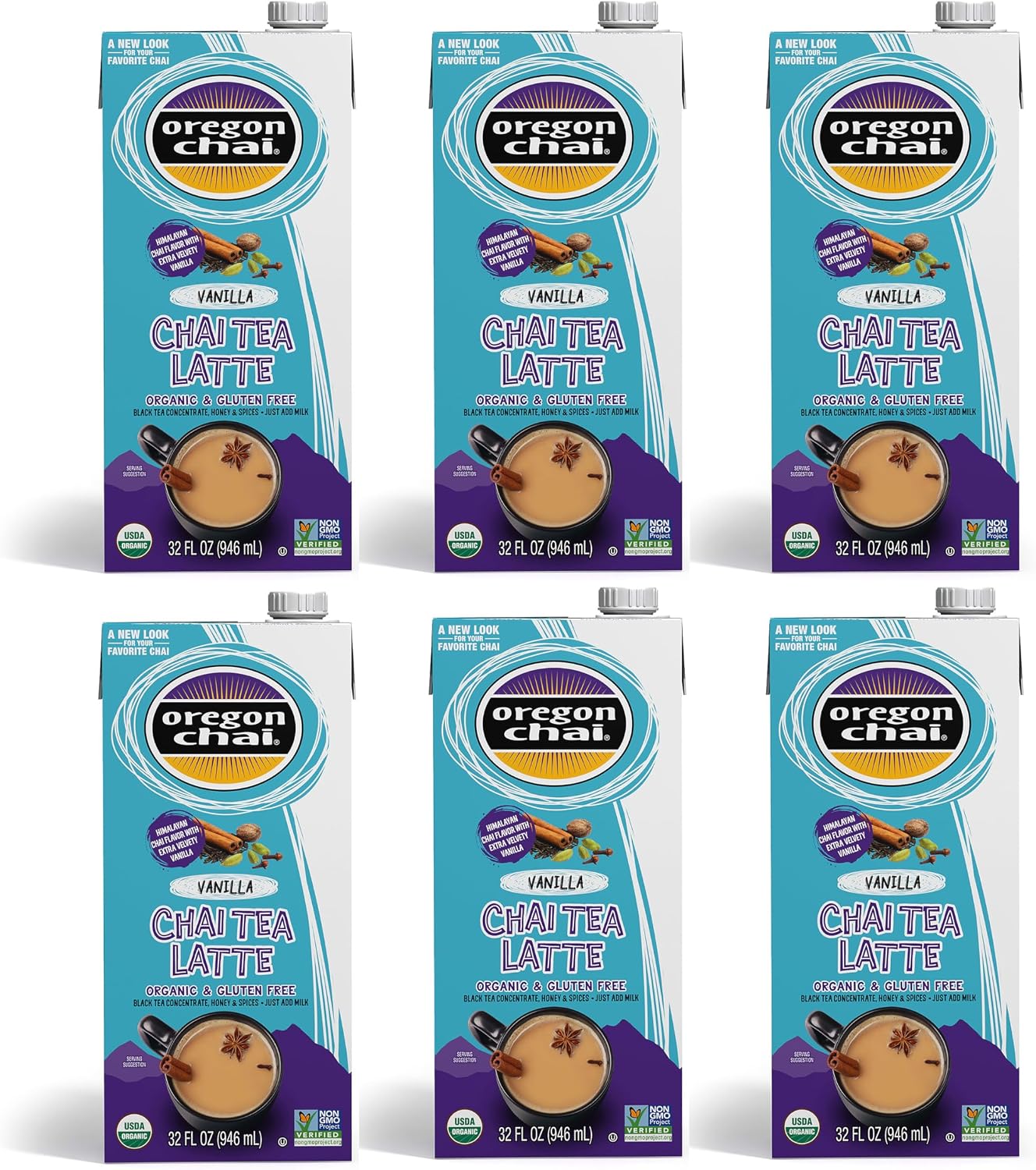 Oregon Chai Vanilla Chai Concentrate, 32 Fluid Ounce (Pack of 6)