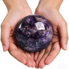 Natural Stone Crystal Sphere Feng Shui Home Decoration Ball Positive Energy Scrying Orb for Meditation Tool for Spiritual Space Purification Globe Diameter6-7cm Amethyst Sphere