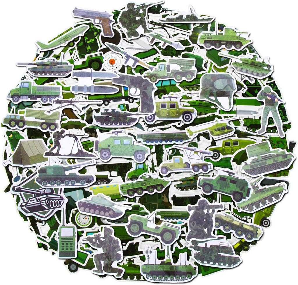 100 Pack Army Stickers, Camouflage Camo Military Party Favors Gifts, Birthday Decorations