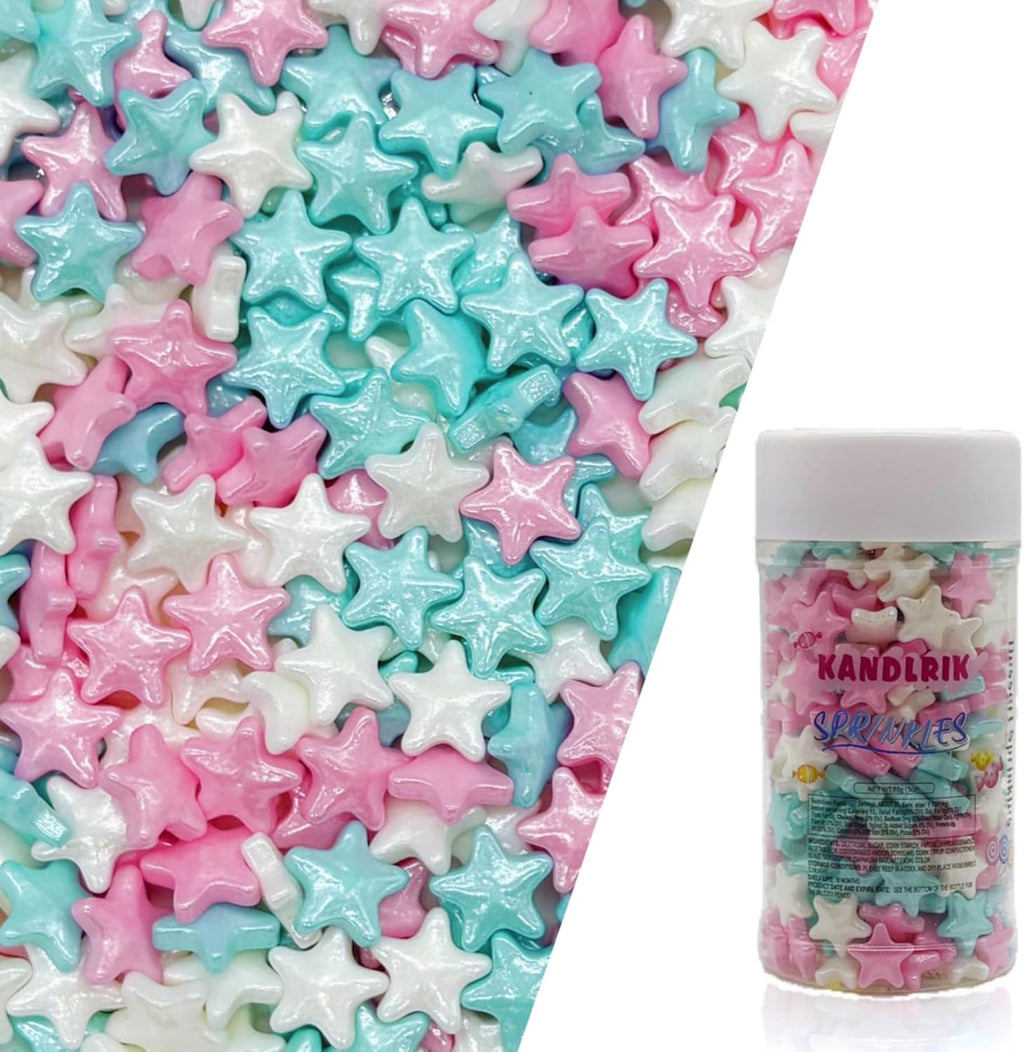10mm Mixed Colour Sprinkles Edible Stars Cake Decorating Stars Cake Decorations Cupcake Toppers Cookie Decorating Perfect for Cakes,Cupcakes,Desserts Toppings 3OZ