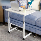 Mobile Overbed Table Portable Overbed Chair Table Height Adjustable Pc Overbed Table Classroom Training Table with Wheels Over Bed,Warm White-80 * 40cm