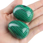 QINJIEJIE 1.6-2.0" Malachite Stone Healing Crystals Tumbled Stones Polished Rocks 2PCS Large Worry Stone Gem Stones for Energy Witchcraft Meditation DIY Decoration Gifts for Women Men