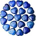 QINJIEJIE 20PCS Lapis Lazuli Heart Stones Crystals Bulk Love Shaped Worry Stone Heart Rock Pocket Gemstones Polished Palm Gems Crystal Reiki Balancing Wholesale Cute Stone Decor Gift