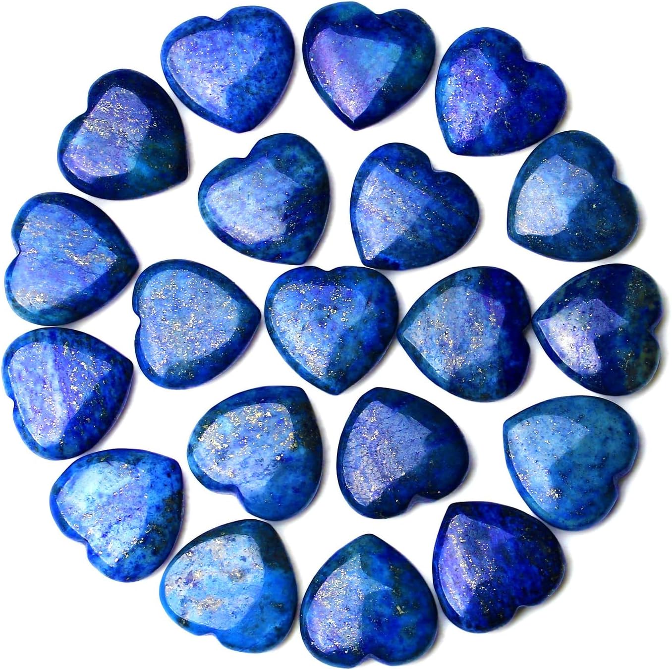 QINJIEJIE 20PCS Lapis Lazuli Heart Stones Crystals Bulk Love Shaped Worry Stone Heart Rock Pocket Gemstones Polished Palm Gems Crystal Reiki Balancing Wholesale Cute Stone Decor Gift