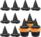 Rsstarxi 12 Pack Black Witch Hat Cupcake Toppers Magic Witch Wizard Theme Cupcake Picks for Halloween Baby Shower Wedding Birthday Anniversary Party Cake Decorations Supplies