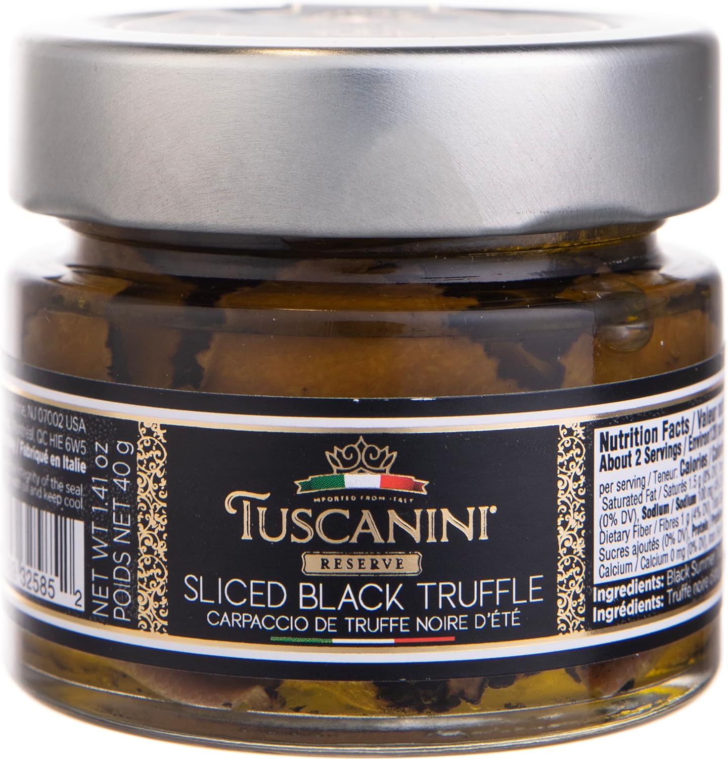 Tuscanini Reserve Italian Sliced Black Truffle in Extra Virgin Olive OIl, 1.41oz | Thin Truffle Mushroom Slices | Authentic Italian Truffle Carpaccio | Product of Italy
