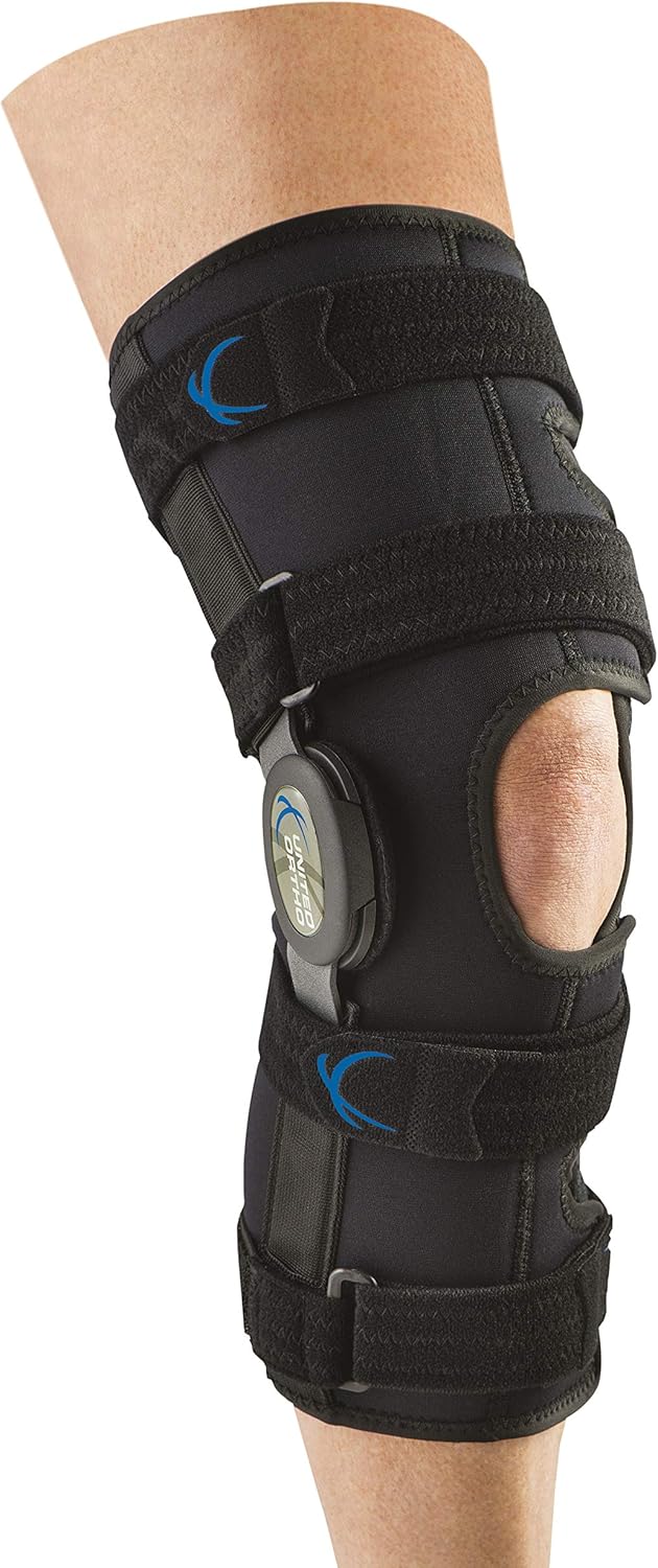 United Ortho 300250-05 Tall Neoprene Wraparound Hinged Knee Support Brace, Medium,Black