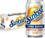 Sunkist Zero Sugar Orange Soda, 12 fl oz cans, 12 pack