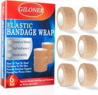 6pcs 1 Inch Self Adhesive Bandage Wrap,Vet Wrap,Finger and Toe Bandages,Gauze Tape,First Aid Bandages Use for Wrist, Ankle Sprains& Swelling Caused By Sports