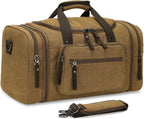 Expandable Canvas Duffel 50cm-58cm, Sturdy Zipper and Reinforced Handles, Lightweight Carry-On Weekender Bag for 3-5 Day Trips, Coffee