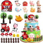 20Pcs Farm Cake Decorations Farm Cake Topper for Animal Farm Baby Shower Supplies