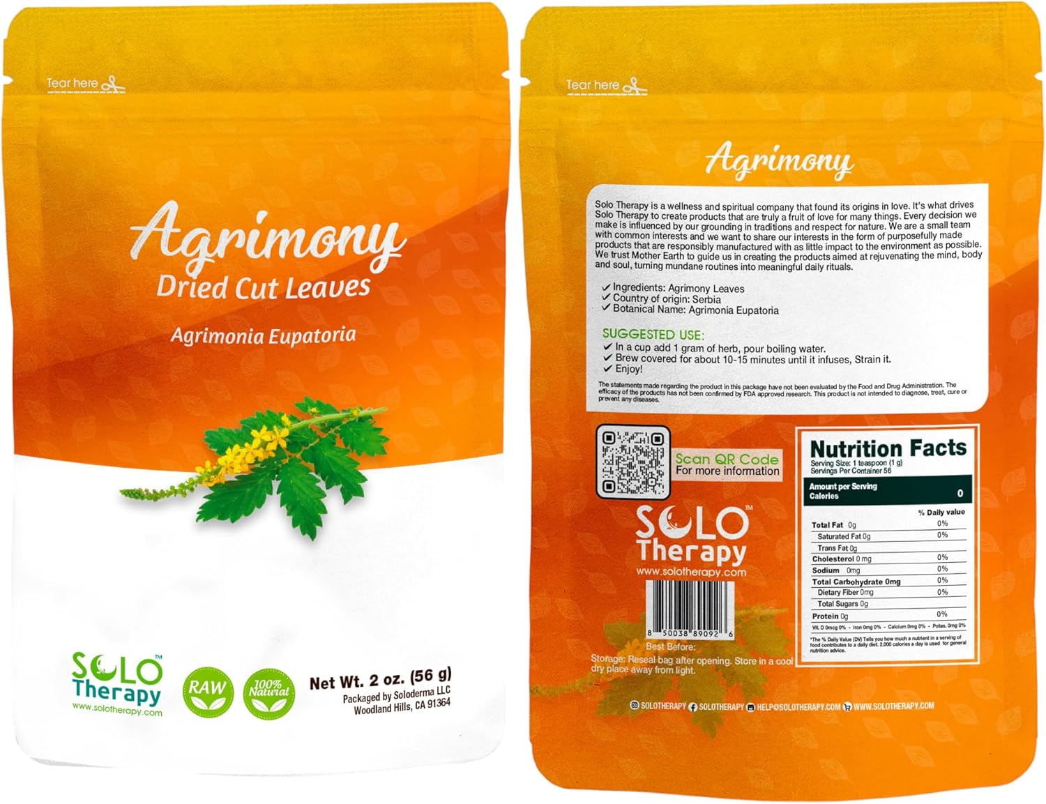 Agrimony Herb Cut and Sifted - 56 grams - Tea - Witchcraft - Herbal Tea - Resealable Bag - 56 grams - Premium Quality (Agrimony Herb)
