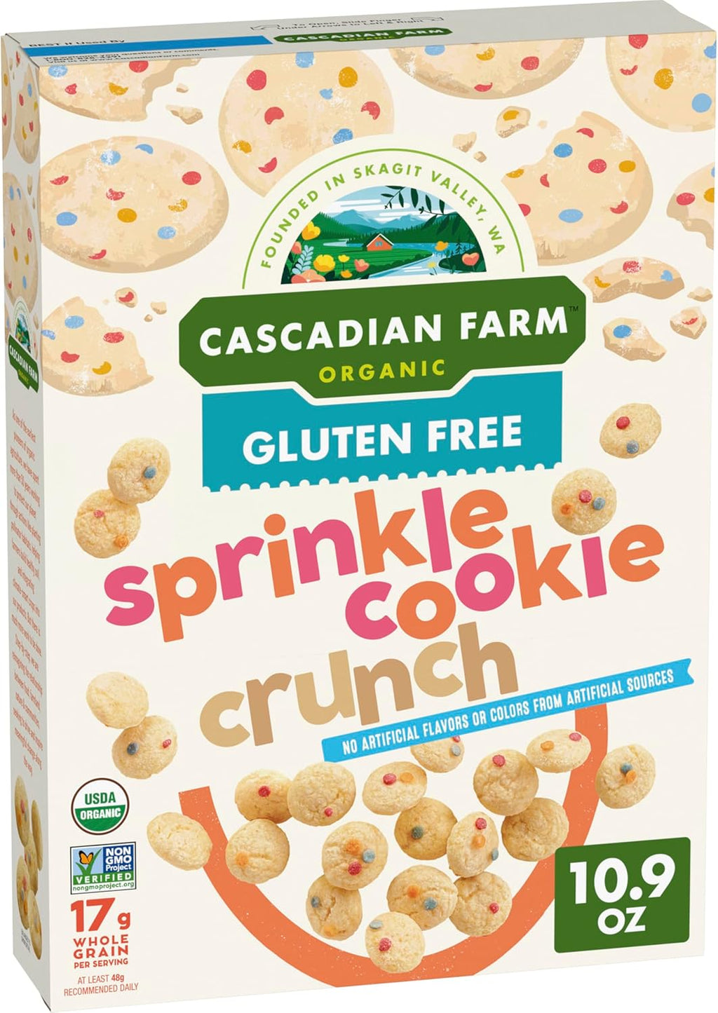 Cascadian Farm Organic Sprinkle Cookie Crunch Cereal, Gluten Free, Whole Grain, 10.9 oz