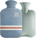 Hot Water Bottle with Classic Striped Cover, 2L Hot Water Bag for Menstrual Cramps, Neck and Shoulder Pain Relief, Hot and Cold Therapies, Hand Feet Warmer