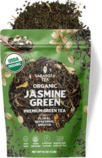 Organic Jasmine Green Loose Leaf Tea | Fragrant Chinese Green Tea Scented with Jasmine Blossoms | USDA Organic | 1lb Bulk Bag | Floral & Smooth | Hot or Iced | Non-GMO