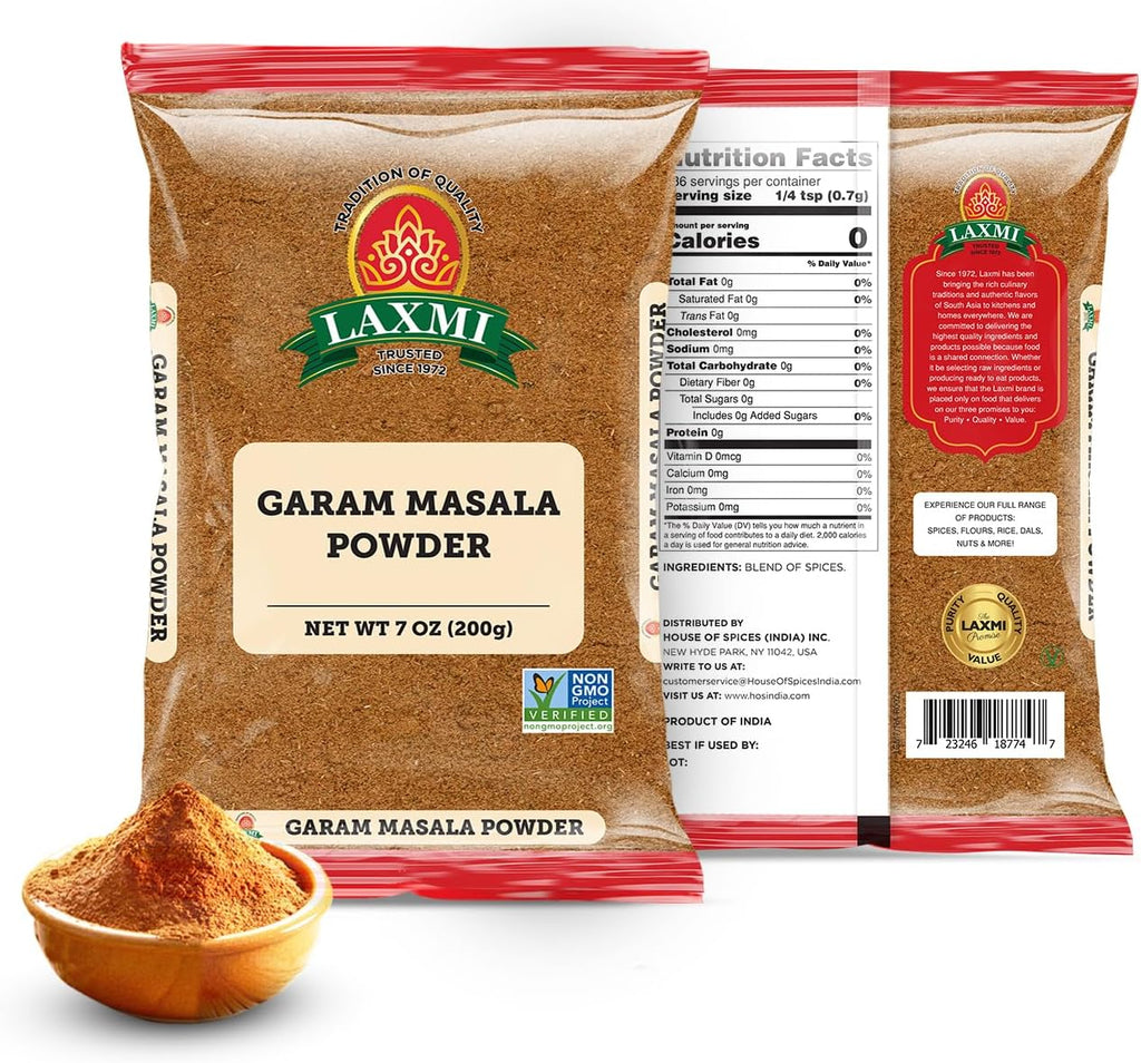 Laxmi Garam Masala 7 Oz (200gm) | A spicy and aromatic blend of our various salt free seasonings and spices | Non-GMO Product | For cooking and seasoning