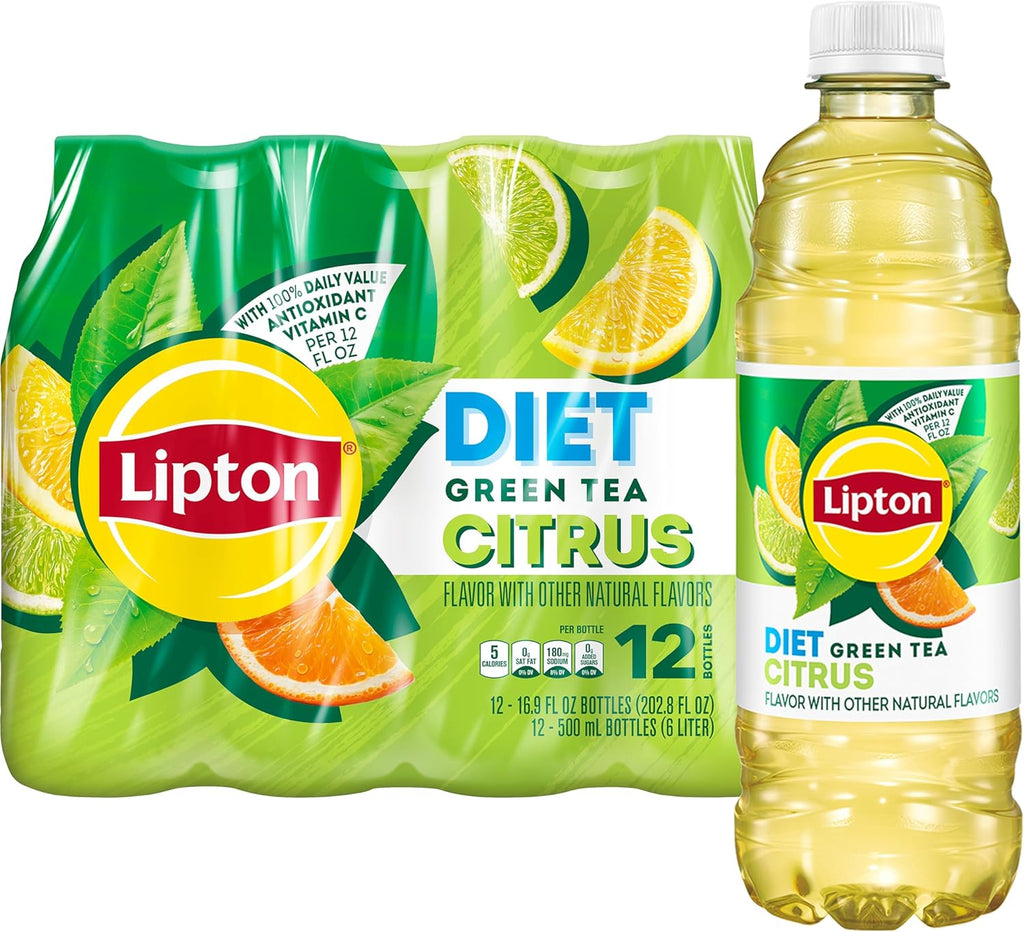 Lipton Diet Green Tea Citrus, 16.9 Fl Oz Bottles (Pack of 12)