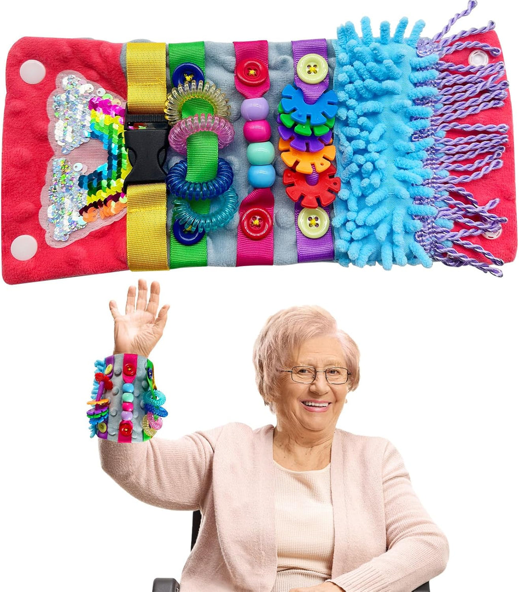 Sensory Aids for Alzheimer Patients for Therapy and Anxiety Relief Autistic Dementia Sensory Cuff Arm Pillow Fidget Wrist Cuff (Red+Grey)