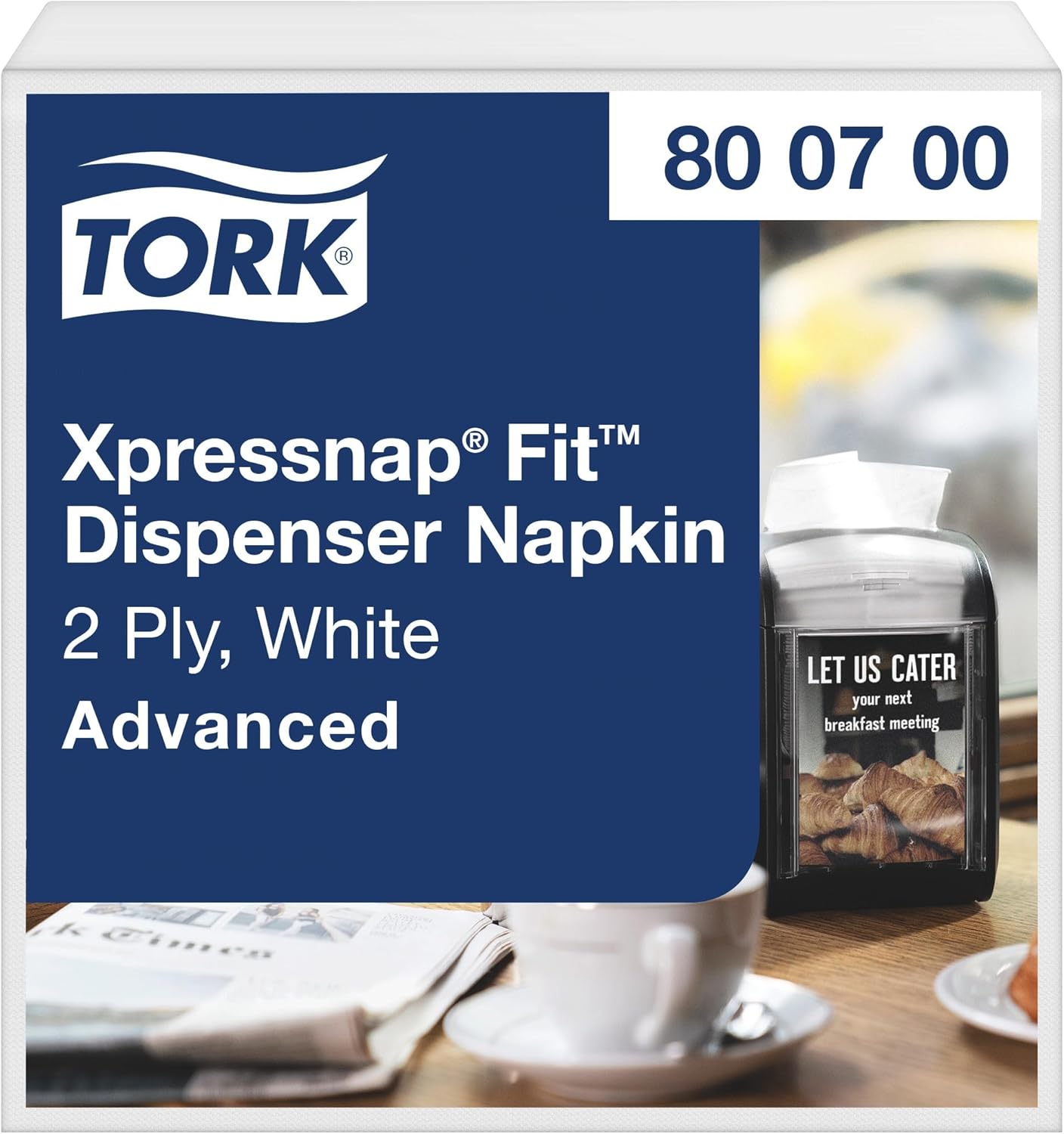 Tork Xpressnap Fit White Dispenser Napkin N14, 2-ply, 6 x 720 napkins, 800700
