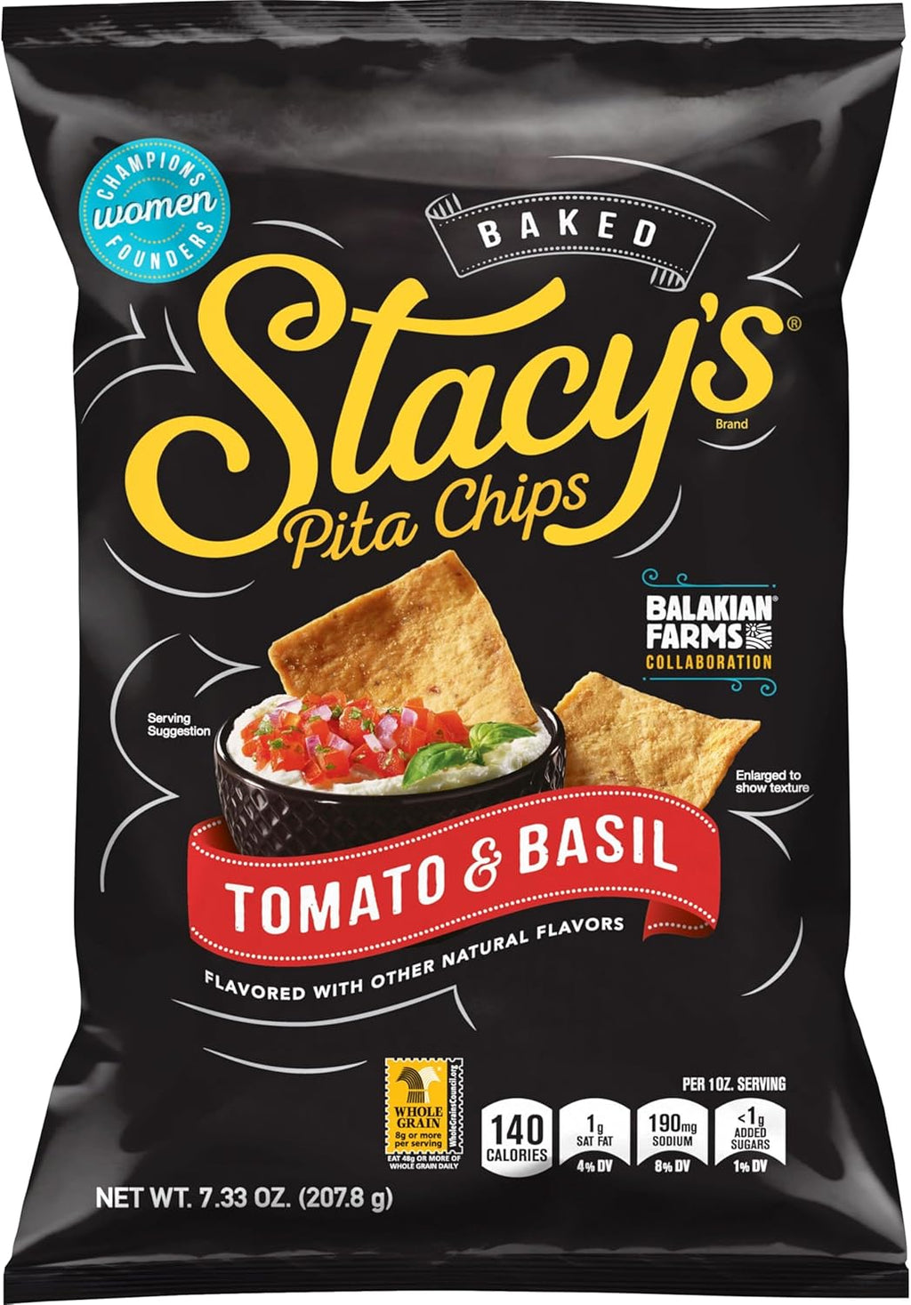 Stacy's Pita Chips, Tomato & Basil, 7.33 Ounce