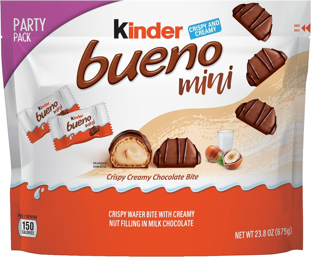 Kinder Bueno Mini Chocolate Bites with Crispy Wafer and Hazelnut Cream, Individually Wrapped, Party Pack, 23.8 oz