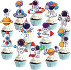 48 Pcs Outer Space Cupcake Toppers Space Themed Party Decorations Astronaut Birthday Party Decorations