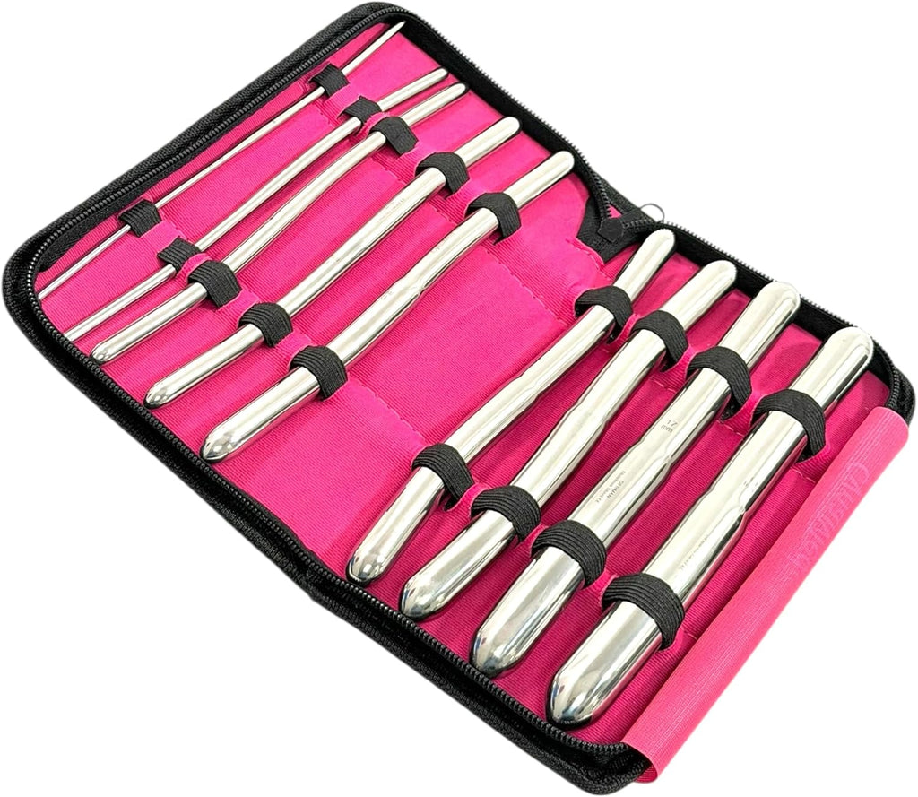 Premium German Hegar Dilator Sounds Set 9 Pcs Ultra Smooth Finish Double Ended, Stainless Steel,Temperature Control,Autoclavable,Compact Storage Case.