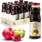 Pomegranate Apple Juice Blend, 8.4oz Glass Bottles (Pack of 12), Not from Concentrate, No Sugar Added, Antioxidant Rich, Non-GMO, Gluten Free, Vegan, Kosher Fruit Juice