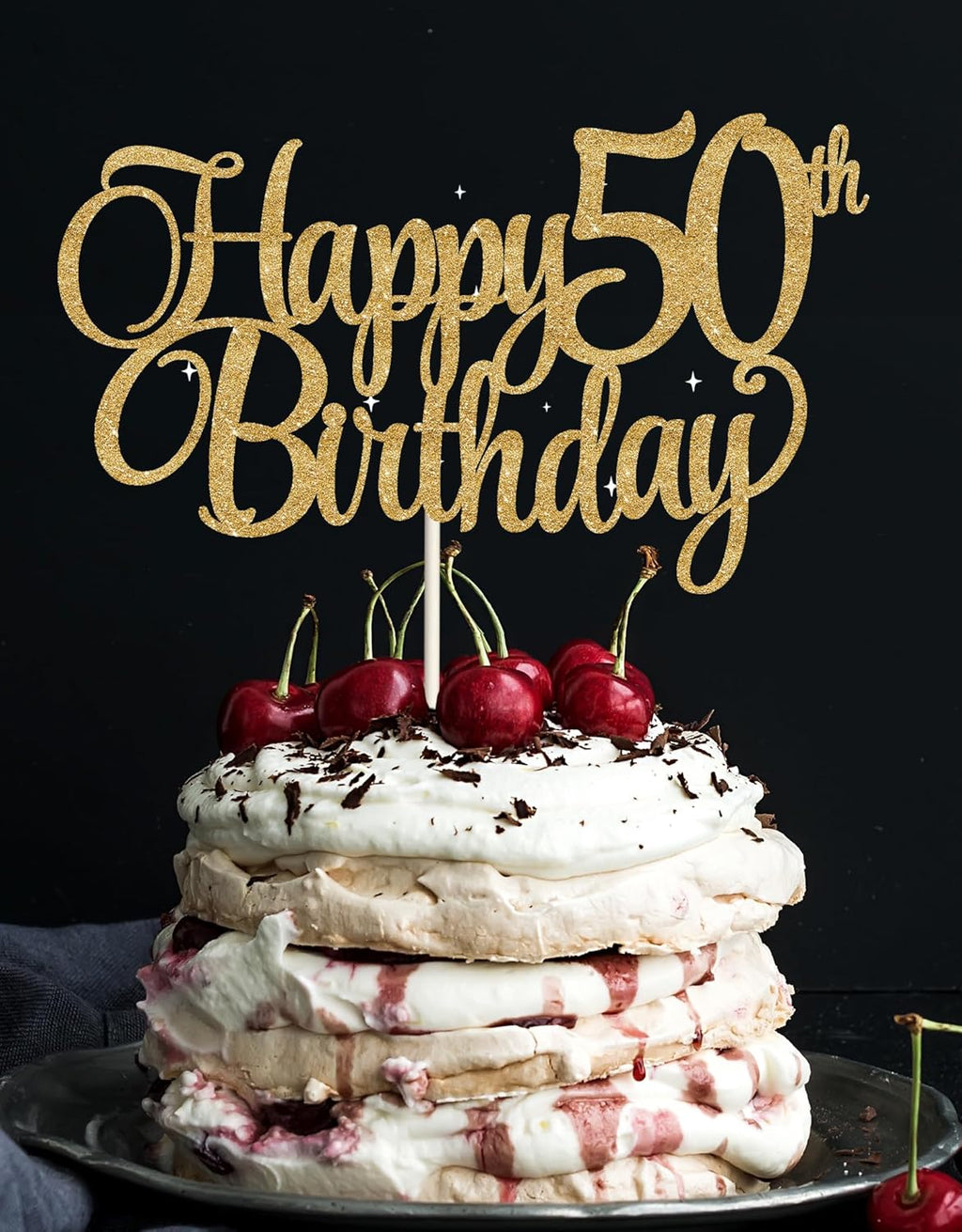 50th birthday decorations For Women, 50 cake topper, 50th Birthday Cake Toppers Gold Glitter, 50th Birthday Cake Topper, 50 Decorations for Cake
