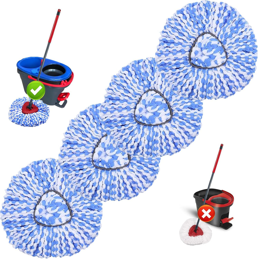 Spin Mop Replacement Heads Compatible with O Cedar RinseClean 2 Tank System,4 Pack Mop Refills Microfiber Mop Replace Heads,Deep Cleaning for All Flooring,Machine Washable and Easy to Install