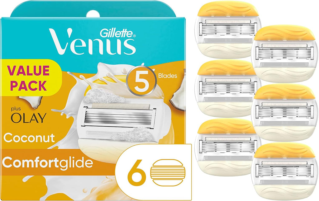 Gillette Venus ComfortGlide Womens Razor Blade Refills, 6 Count, Infused with Olay Coconut Scent