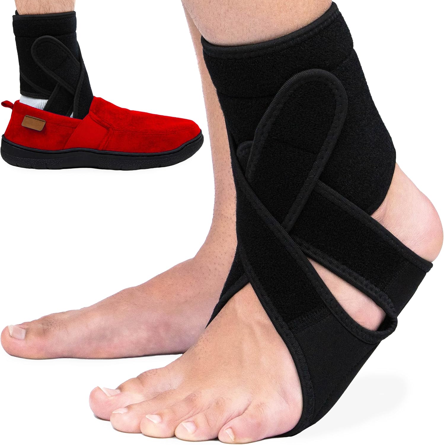 Omeer Left Foot AFO Foot Drop Brace For Walking With Shoes, Socks, Or Barefoot Provides Foot Drop Support For Men Or Women And Also Provides Plantar Fasciitis Relief