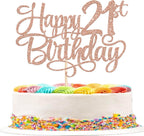 Rsstarxi 1 Pack Happy 21st Birthday Cake Topper Glitter Cheers to 21 Years Old Cake Pick Birthday Party Decorations for Him Her 21st Anniversary Cake Decors Supplies Rose Gold