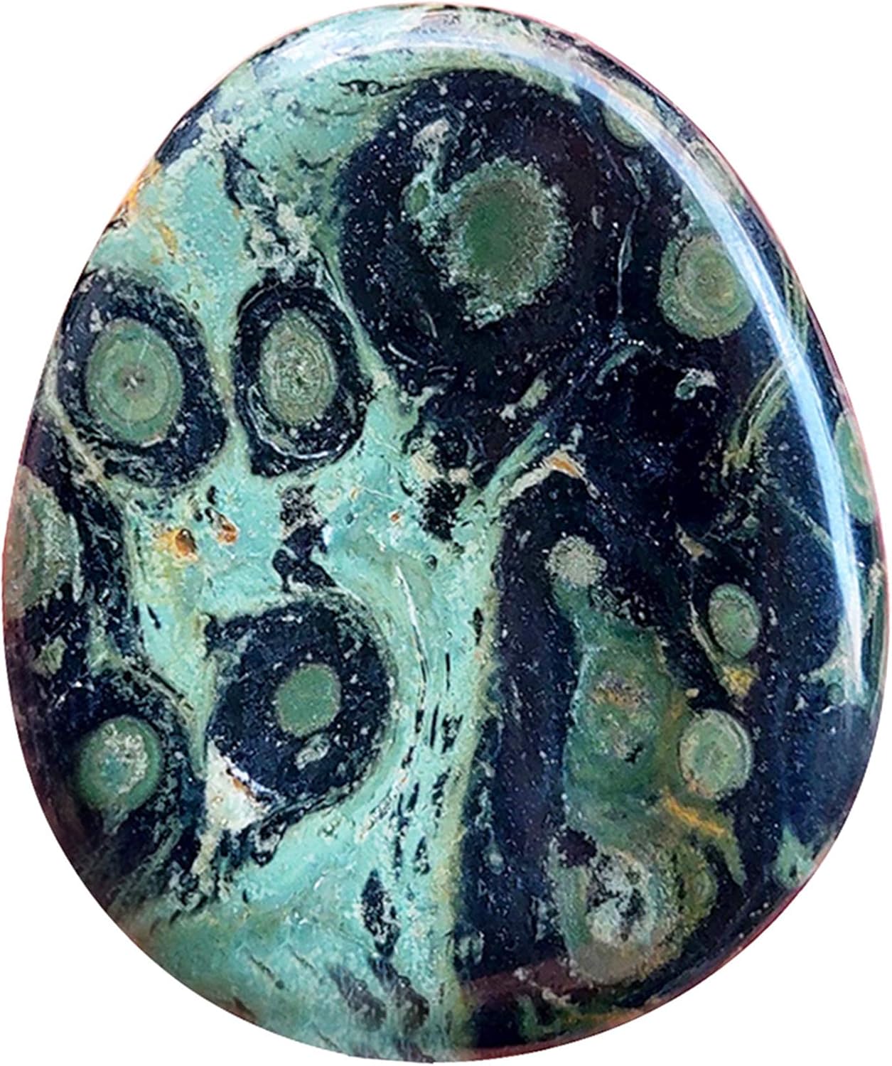 Fekuar Natural Kambaba Jasper Crystal Thumb Worry Stone, Hand Carved Healing Crystal Teardrop Pocket Stones for Anxiety Stress Relief Meditation