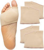 ZenToes Metatarsal Pads for Men and Women - Ball of Foot Support Cushions for Sesamoiditis, Metatarsalgia, Morton's Neuroma - 2 Pairs Fabric Sleeves with Gel Inserts (Small, Beige)