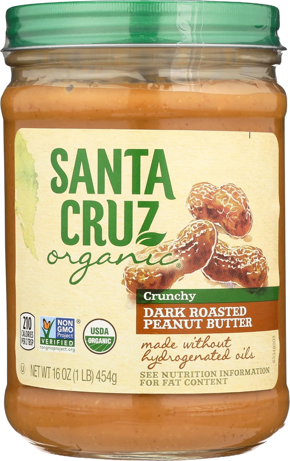Santa Cruz Organic Crunchy Dark Roasted Peanut Butter, USDA Certified Organic, Non-GMO, 16 Oz (Pack of 6)