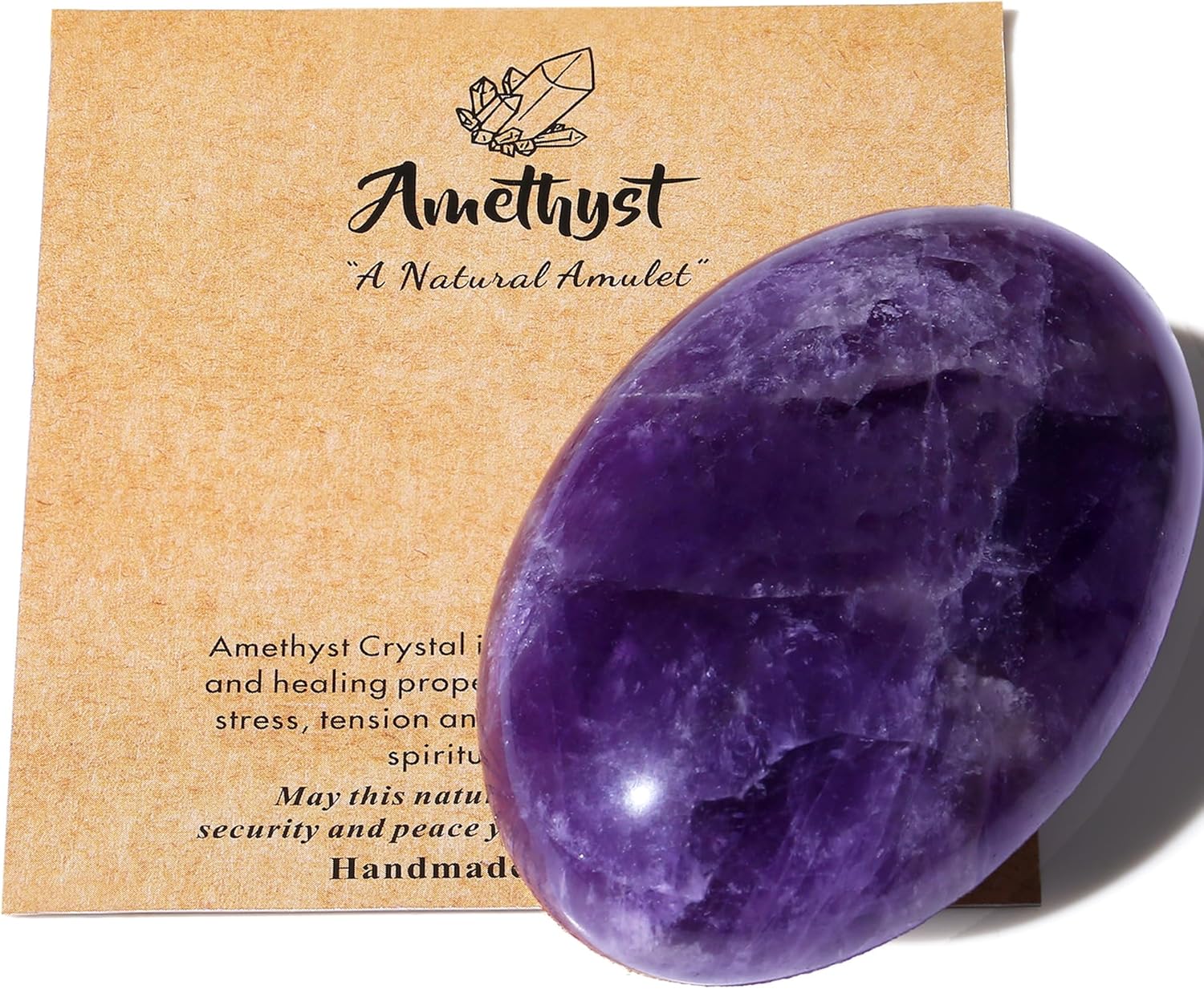 MAIBAOTA 2.4" Amethyst Crystal Healing Crystals Amethyst Stone 0.7" Thick Crystals and Healing Stones Natural Reiki Gemstone Worry Stone Energy Balancing Anxiety Stress Relief Meditation 1 Pc
