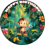 7.5x Inch Edible Cake Toppers – Monkey Themed Birthday Party Collection of Edible Cake Decorations