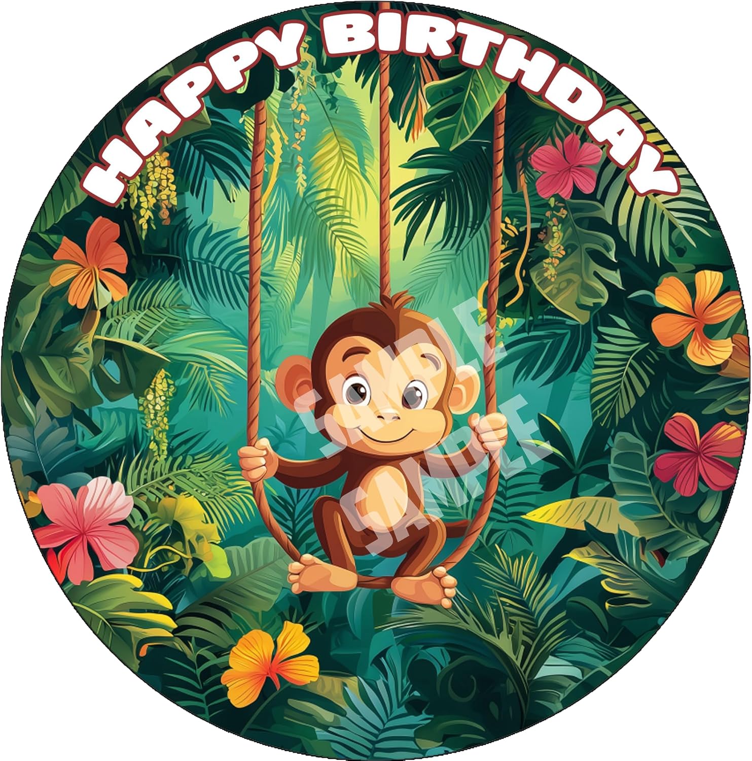 7.5x Inch Edible Cake Toppers – Monkey Themed Birthday Party Collection of Edible Cake Decorations