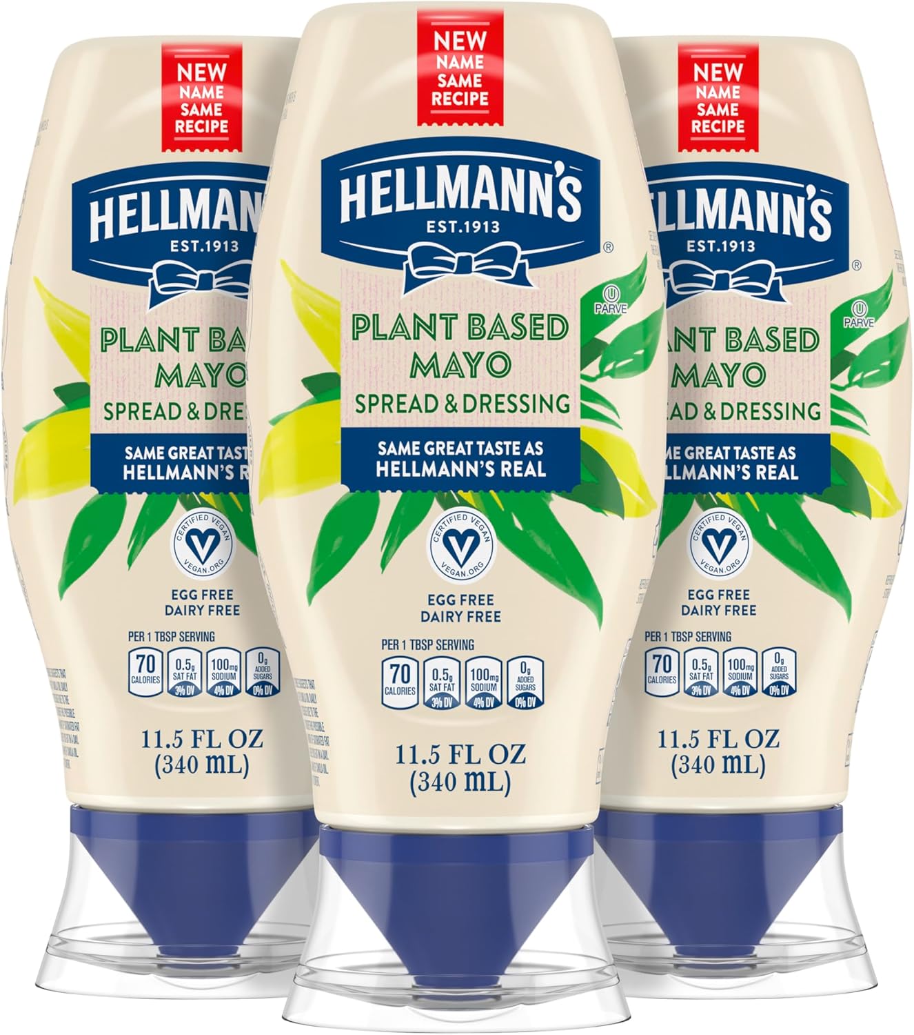Hellmann's Vegan Dressing and Spread Vegan 3 Ct for a Rich, Creamy Plant-Based Alternative to Mayo Same Great Taste, Plant Based, Free From Eggs 11.5 oz