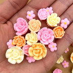 30 Tea Party Icing Flowers | Small Edible Roses | Pink and Ivory Sugar Flowers | Edible Flower Sprinkles | Simply Sucré