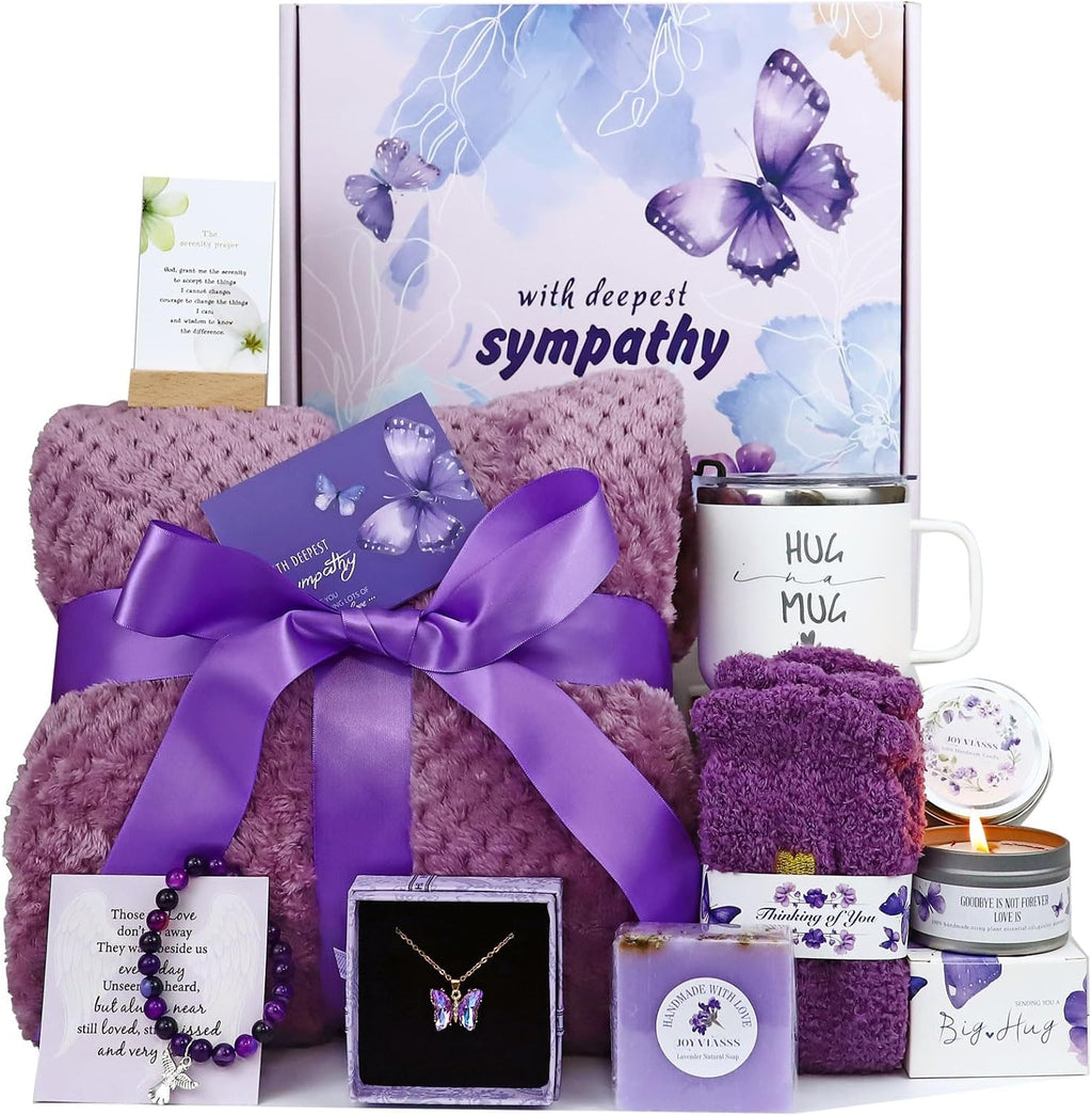 Sympathy Gift Basket for Women with Blanket – Miscarriage, Bereavement & Grief Gifts for Loss of Mother, Father, Husband or Loved One