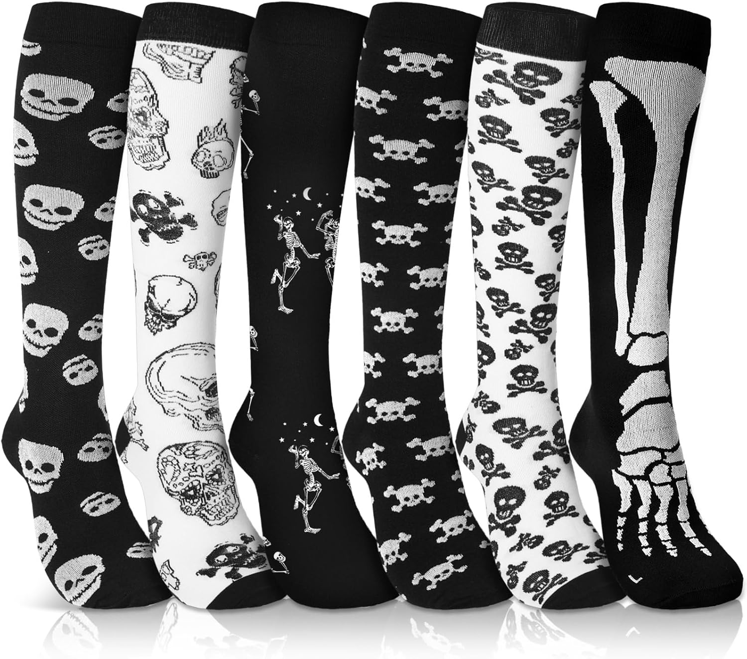 Halloween Socks Women Men Knee High Compression Socks for Halloween Nurses Running