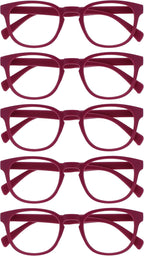 OPULIZE POP Reading Glasses for Women Men,Scratch Resistant Round Matt Frame with Spring Hinges, Pink +2.50 (Pack of 5)