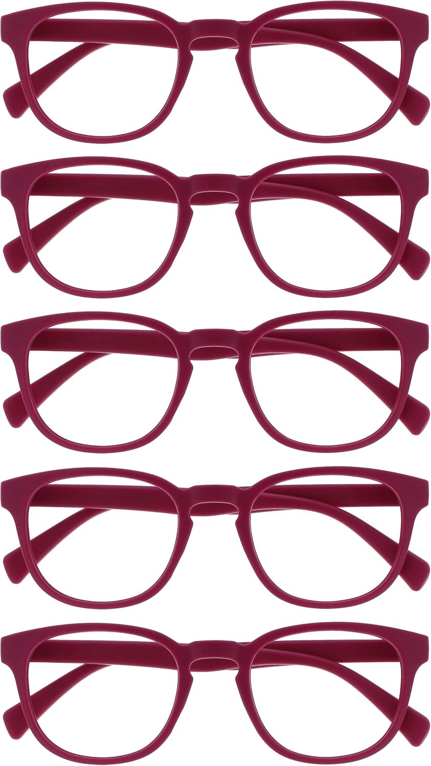 OPULIZE POP Reading Glasses for Women Men,Scratch Resistant Round Matt Frame with Spring Hinges, Pink +2.00 (Pack of 5)