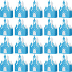 Chinco 20 Pieces Blue Castle Boxes Princess Candy Box Glitter Birthday Party Favor Treat Gift Princess Party Decorations Castle Table Centerpiece for Bridal Girls Wedding Birthday Baby Shower Supplies