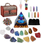 29pcs Healing Crystals Set, Crystals and Healing Stones,7 Raw Chakra Stones,7 Tumbled Stones, 7 Bullet Shaped Chakra Stones, 2 Chakra Necklace, Crystal Pyramid, Crystal Sets for Healing,Crystal Gifts