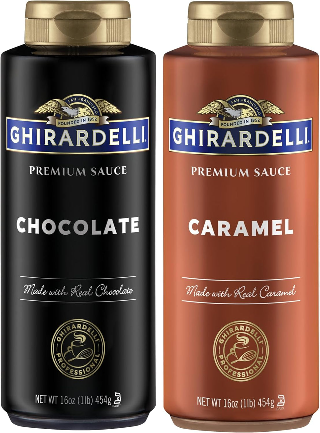 Ghirardelli Chocolate and Caramel Sauces 16 oz Squeeze Bottles