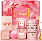 Birthday Gifts for Women, Mom, Sister, Friend: Unique Pink Self Care Spa Relaxation Baskets Set, Mothers Day, Christmas, Valentines, Holiday, Gift for Her, Girlfriend, Grandma, Wife, Bestie, Coworker