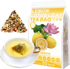 Plant Gift 50 Cups Lemon Lotus Leaf Tea Bag (柠檬荷叶茶 NING MENG HE LIAN CHA) 8.81oz (5g*50bags/250G) Cassia seed, Hawthorn Natural Mixed Herbal Combination of Floral Tea